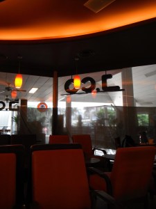 eating behind a screen